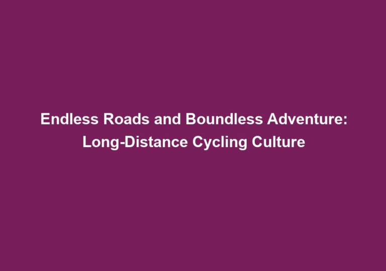 Endless Roads and Boundless Adventure: Long-Distance Cycling Culture
